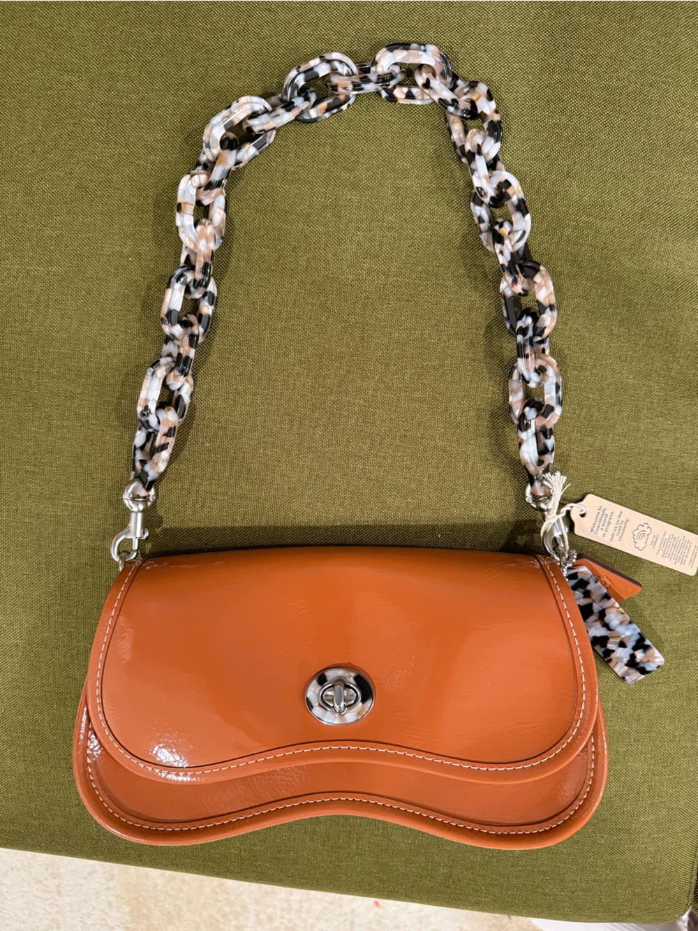 Brand New Coach Shoulder Bag with Patterned Chain Strap